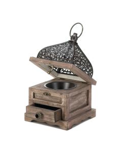 SMALL FLIP-TOP WOODEN LANTERN